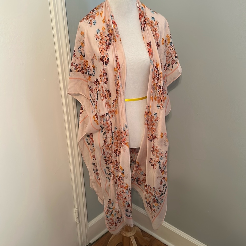 Pink floral shawl